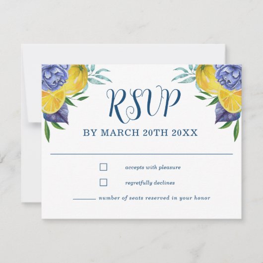 Modernes Lemon Summer Wedding RSVP (Vorderseite)