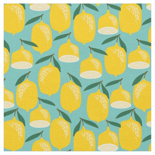 Modernes Lemon Yellow Kitchen Muster aus dem Mitte Stoff (Nahaufnahme)