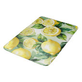 Modernes lemonblaues Blumenskript-Brautparty Badematte (Schrägansicht)