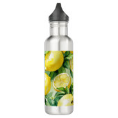 Modernes lemonblaues Blumenskript-Brautparty Edelstahlflasche (Links)