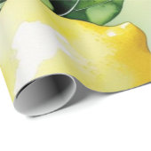 Modernes lemonblaues Blumenskript-Brautparty Geschenkpapier (Rolleneckpunkt)