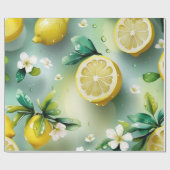 Modernes lemonblaues Blumenskript-Brautparty Geschenkpapier (Flach)