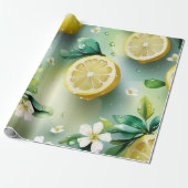 Modernes lemonblaues Blumenskript-Brautparty Geschenkpapier (Ungerollt)
