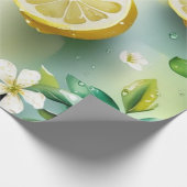 Modernes lemonblaues Blumenskript-Brautparty Geschenkpapier (Ecke)