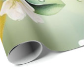 Modernes lemonblaues Blumenskript-Brautparty Geschenkpapier (Rolleneckpunkt)