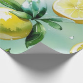 Modernes lemonblaues Blumenskript-Brautparty Geschenkpapier (Ecke)
