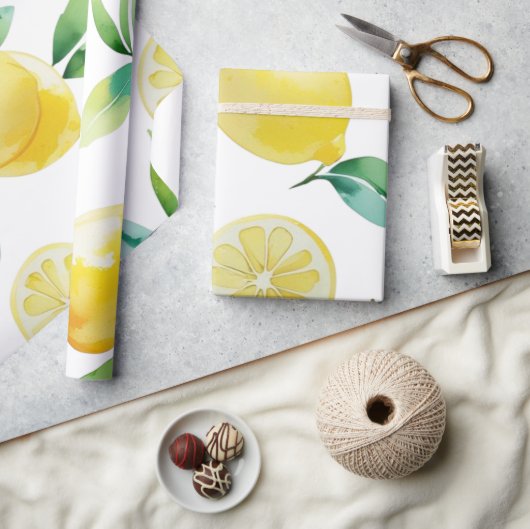 Modernes lemonblaues Blumenskript-Brautparty Geschenkpapier (Kunsthandwerk)