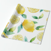 Modernes lemonblaues Blumenskript-Brautparty Geschenkpapier (Ungerollt)