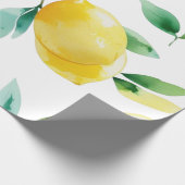 Modernes lemonblaues Blumenskript-Brautparty Geschenkpapier (Ecke)