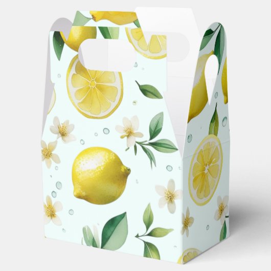 Modernes lemonblaues Blumenskript-Brautparty Geschenkschachtel (Geöffnet)