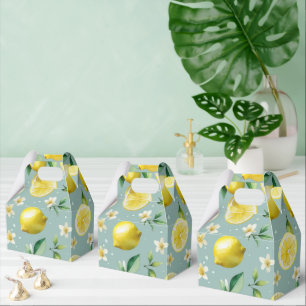 Modernes lemonblaues Blumenskript-Brautparty Geschenkschachtel