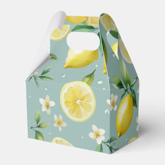 Modernes lemonblaues Blumenskript-Brautparty Geschenkschachtel (Rückseite)