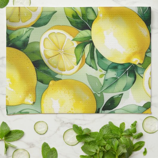 Modernes lemonblaues Blumenskript-Brautparty Geschirrtuch (Gefaltet)