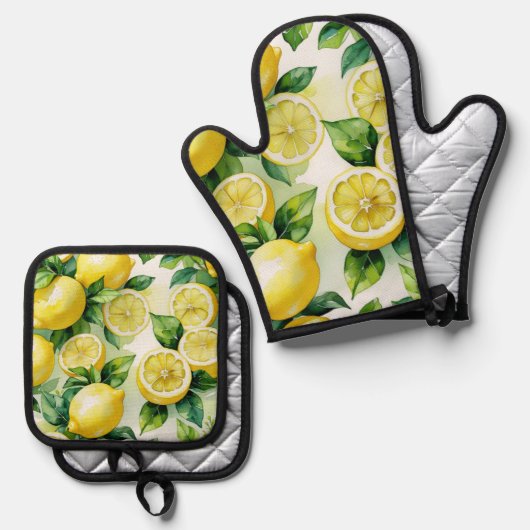 Modernes lemonblaues Blumenskript-Brautparty Ofenhandschuh & Topflappen-Set (Vorderseite/Rückseite)