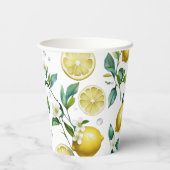 Modernes lemonblaues Blumenskript-Brautparty Pappbecher (Rückseite)
