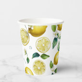 Modernes lemonblaues Blumenskript-Brautparty Pappbecher (Vorderseite)