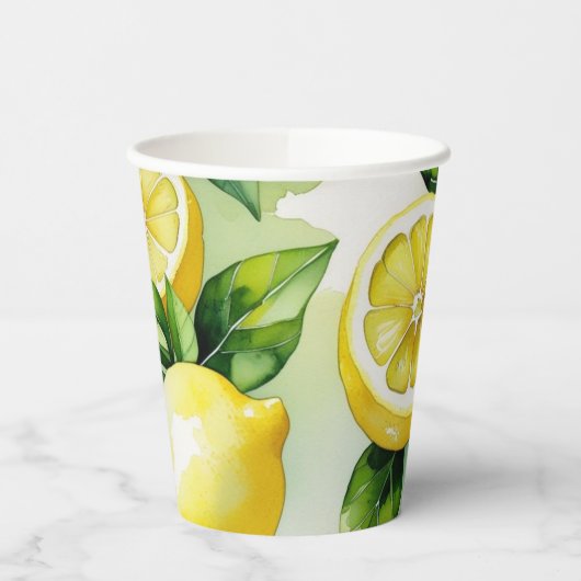 Modernes lemonblaues Blumenskript-Brautparty Pappbecher (Links)