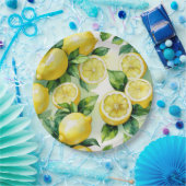 Modernes lemonblaues Blumenskript-Brautparty Pappteller (Party)