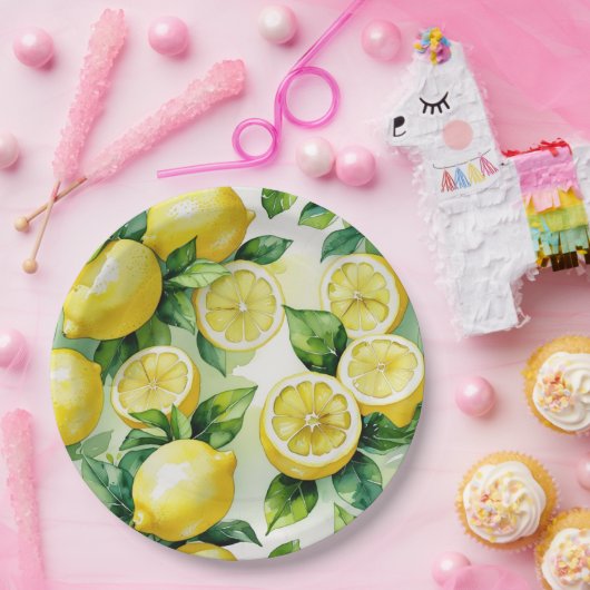 Modernes lemonblaues Blumenskript-Brautparty Pappteller (Party)