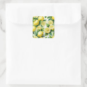 Modernes lemonblaues Blumenskript-Brautparty Quadratischer Aufkleber