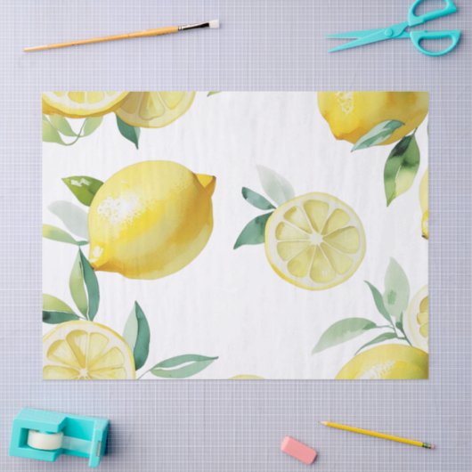 Modernes lemonblaues Blumenskript-Brautparty Seidenpapier (Basteln)