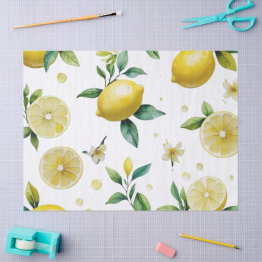 Modernes lemonblaues Blumenskript-Brautparty Seidenpapier (Basteln)