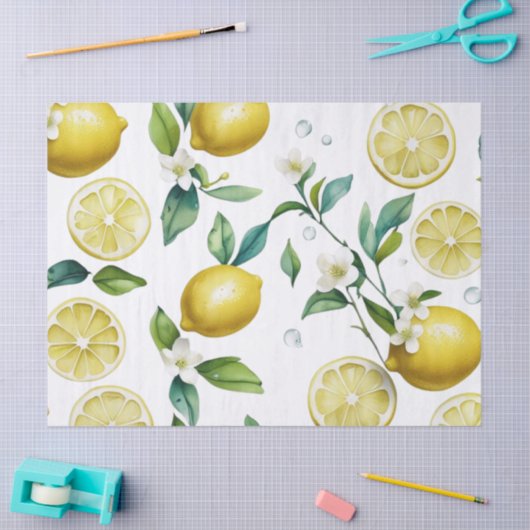 Modernes lemonblaues Blumenskript-Brautparty Seidenpapier (Basteln)