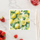 Modernes lemonblaues Blumenskript-Brautparty Serviette (Beispiel)