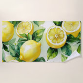 Modernes lemonblaues Blumenskript-Brautparty Strandtuch (Vorderseite)