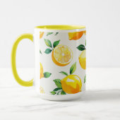 Modernes lemonblaues Blumenskript-Brautparty Tasse (Links)