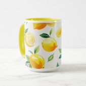 Modernes lemonblaues Blumenskript-Brautparty Tasse (Vorderseite Links)