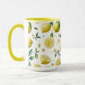 Modernes lemonblaues Blumenskript-Brautparty Tasse (Links)