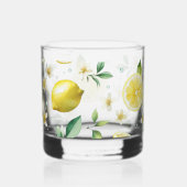 Modernes lemonblaues Blumenskript-Brautparty Whiskyglas (Rückseite)