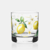 Modernes lemonblaues Blumenskript-Brautparty Whiskyglas (Links)