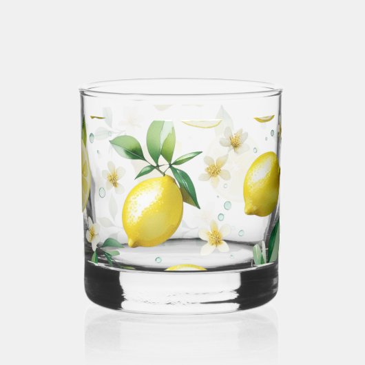 Modernes lemonblaues Blumenskript-Brautparty Whiskyglas (Links)