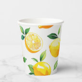 Modernes lemongelbes Blumenskript-Brautparty Pappbecher (Vorderseite)