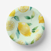 Modernes lemongelbes Blumenskript-Brautparty Pappteller (Vorderseite)