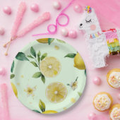 Modernes lemongelbes Blumenskript-Brautparty Pappteller (Party)