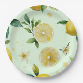 Modernes lemongelbes Blumenskript-Brautparty Pappteller (Vorderseite)