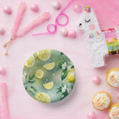Modernes lemongelbes Blumenskript-Brautparty Pappteller (Party)