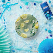 Modernes lemongelbes Blumenskript-Brautparty Pappteller (Party)