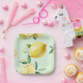 Modernes lemongelbes Blumenskript-Brautparty Pappteller (Party)