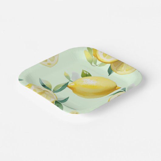 Modernes lemongelbes Blumenskript-Brautparty Pappteller (Gewinkelt)