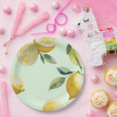 Modernes lemongelbes Blumenskript-Brautparty Pappteller (Party)