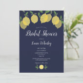 Modernes Lemons Navy Blue Brautparty Einladung (Stehend Vorderseite)