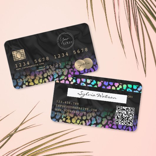 Modernes Leopard Gepard Logo QR Code Kreditkarte Visitenkarte
