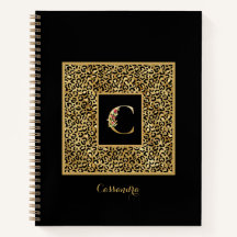 Modernes Leopard Gold Personal Monogram Letter C