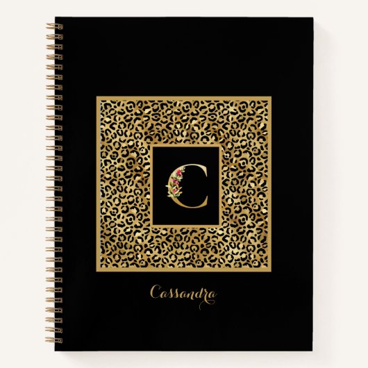 Modernes Leopard Gold Personal Monogram Letter C Notizblock (Vorderseite)
