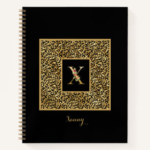 Modernes Leopard Gold Personal Monogram Letter X Notizblock