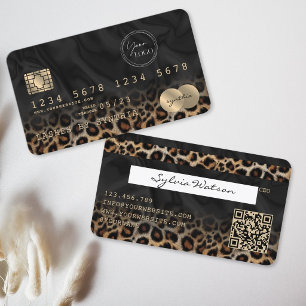Modernes Leopard-Logo QR-Code Kreditkarten-Stil Visitenkarte